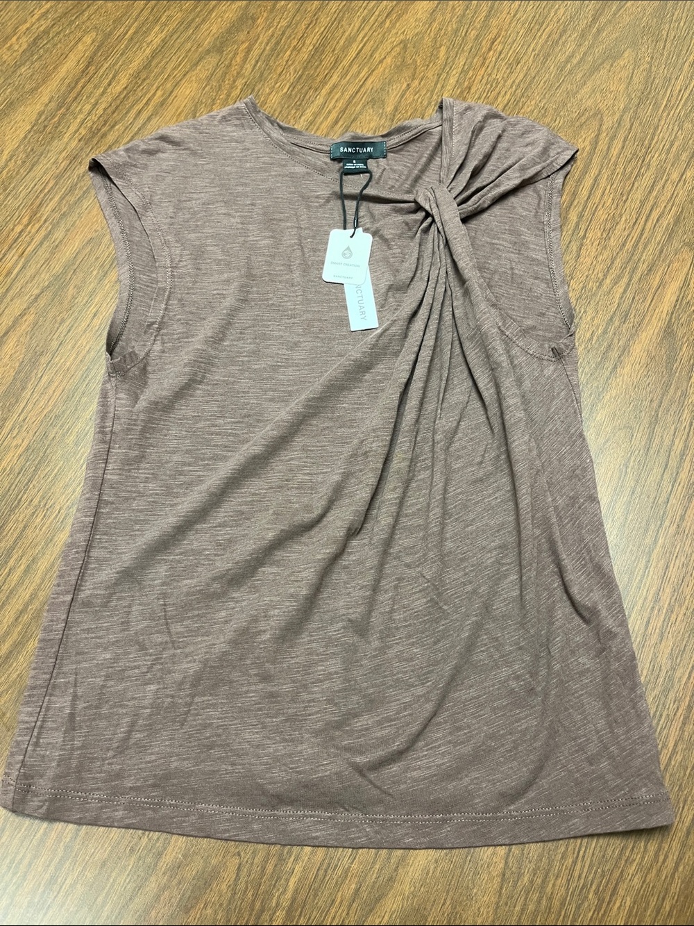 Sanctuary So Twisted Asymmetric Muscle T Shirt, size small, new with tags